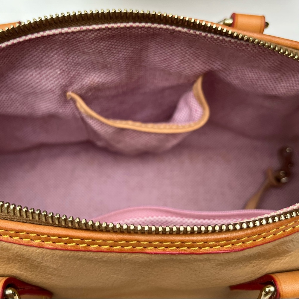 Dooney & Bourke leather barrel satchel in camel - Picture 14 of 15